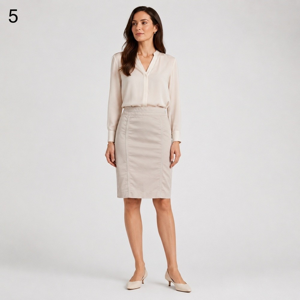 White‎ House Black Market Career Skirt Womens 10 Light Pink Cotton Knee Length
